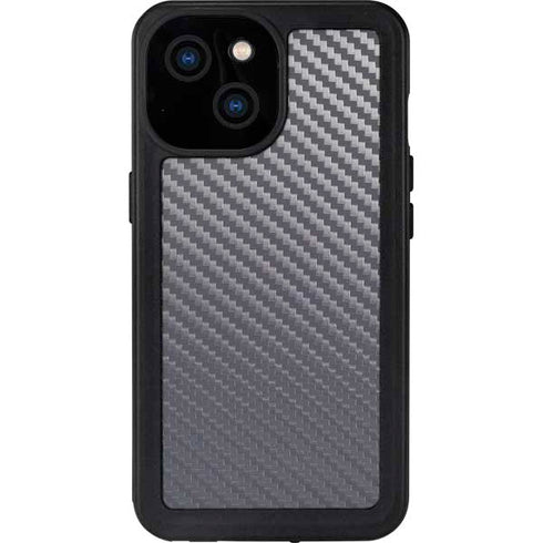 Silver Carbon Fiber Specialty Texture Material iPhone 15 Waterproof Case